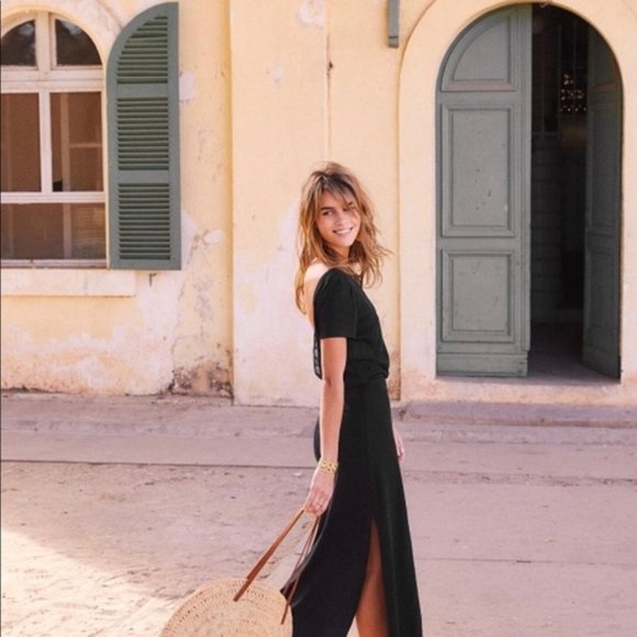 Sezane LUCILLE Backless LACE Leg Slit Dress XS - Picture 4 of 12